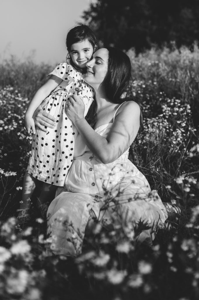 Portrait mère fille noir et blanc